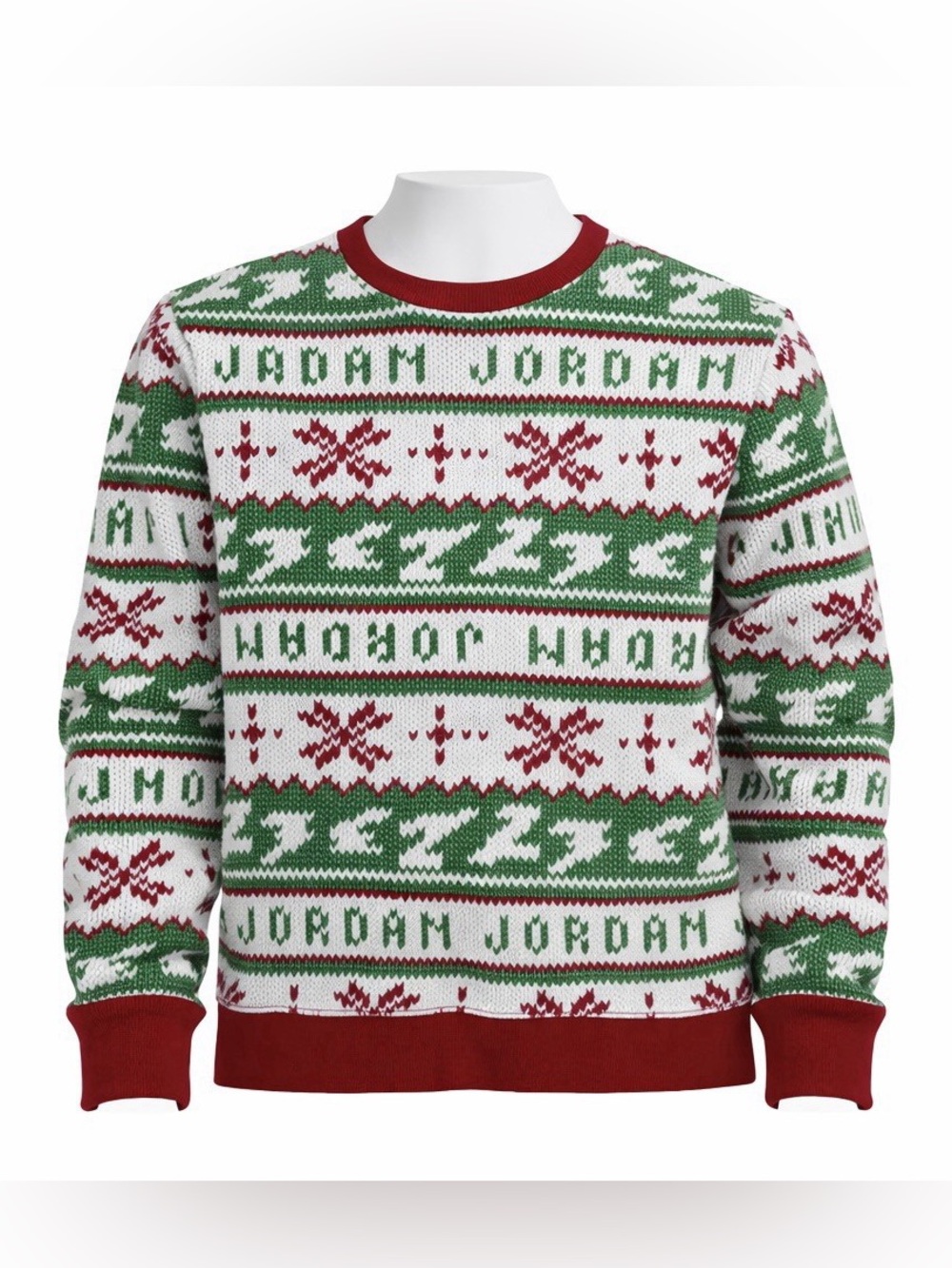 Jordan Boys Holiday Sweatshirt Red Green White Fleece Crewneck Size M 10-12